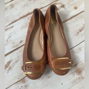 Franco Sarto Tan Loafers with Gold Accent